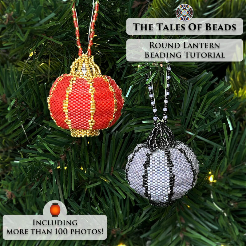 Hanging beaded lantern ornaments for festive tree