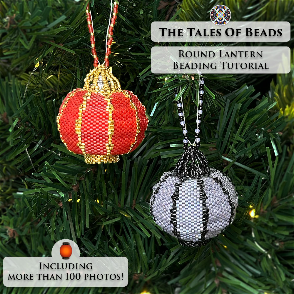 Hanging beaded lantern ornaments for festive tree