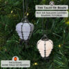Peyote stitch lanterns hanging on a holiday tree