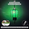 Decorative green lantern with inner LED shining through beadwork