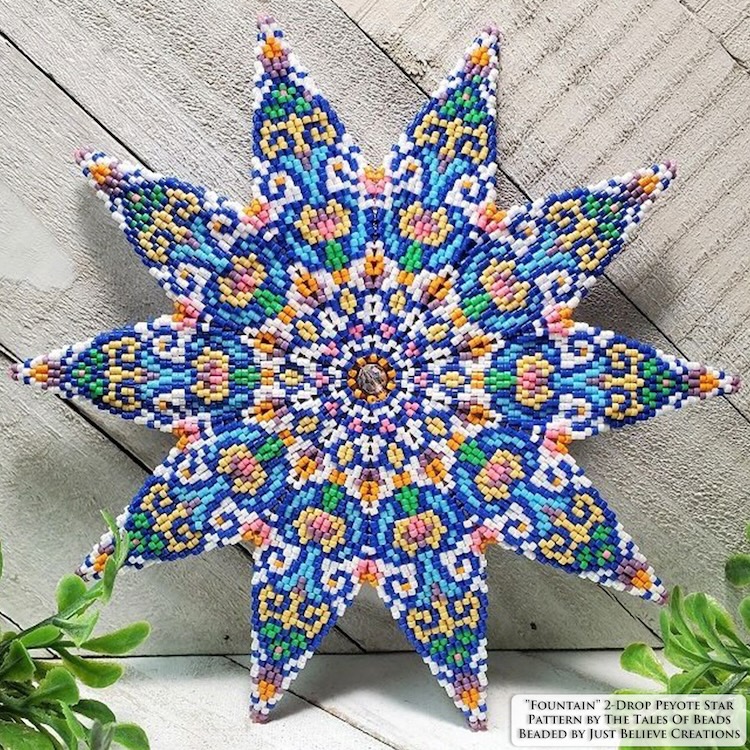 Fountain 2-drop peyote star beaded by Just Believe Creations