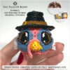 Beaded Turkey figure held in hand to show size scale with some bead tutorial extracts