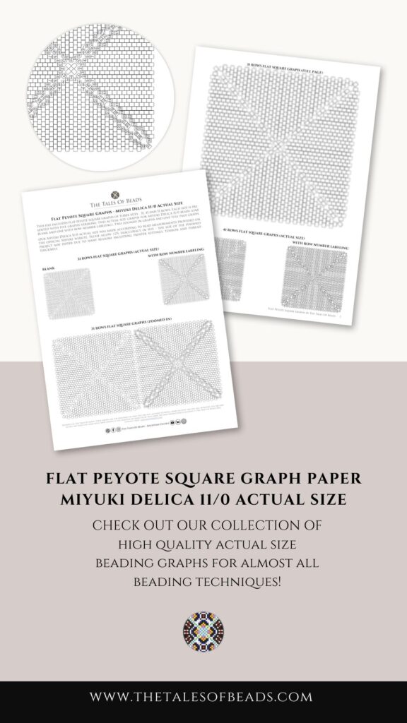 Preview of the printable seed bead graph paper for flat peyote squares of three sizes