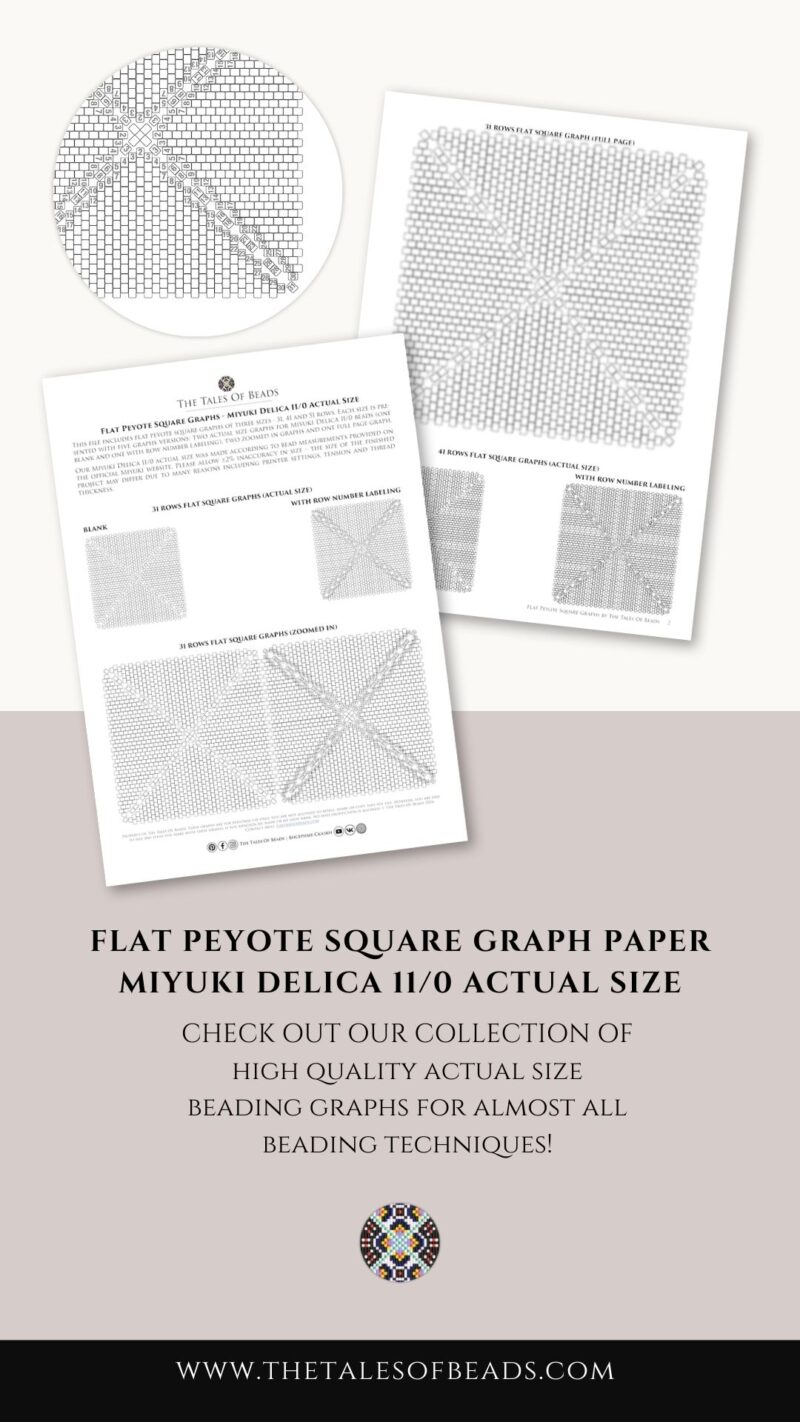 Preview of the printable seed bead graph paper for flat peyote squares of three sizes