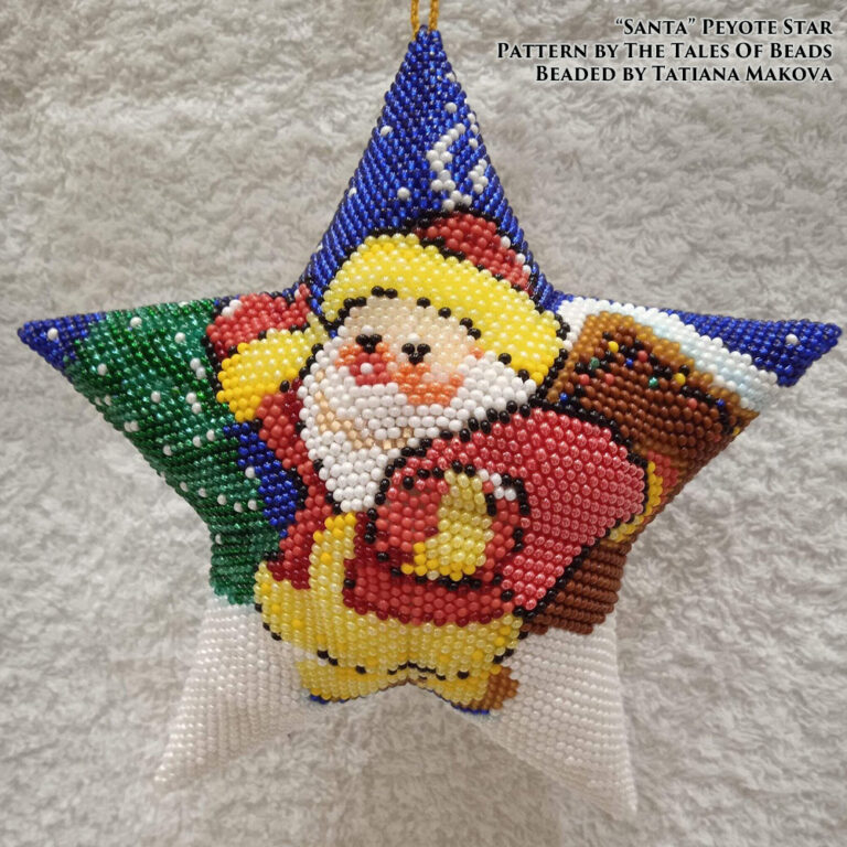 A peyote star featuring Santa