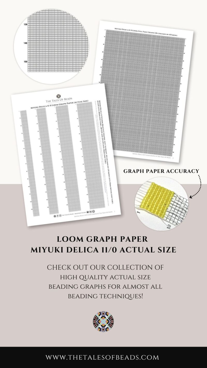 loom-graph-paper-beading-miyuki-delica Preview of the printable actual size Miyuki Delica seed bead graph paper for loom beading with graph paper accuracy demonstration