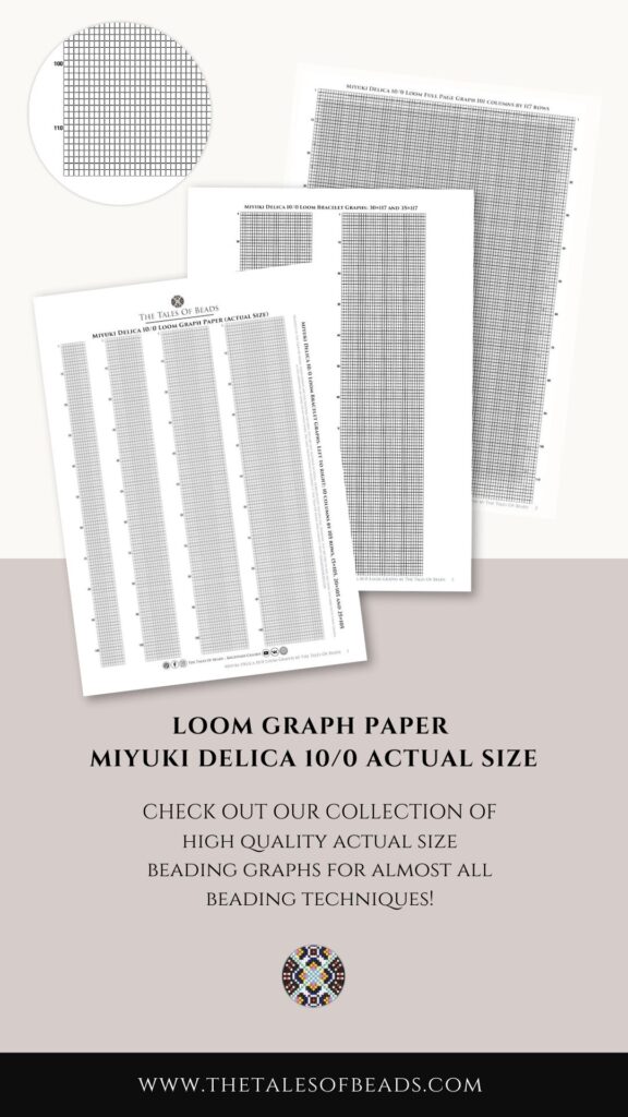 Preview of the printable Miyuki Delica 10/0 actual size seed bead graph paper for loom beading