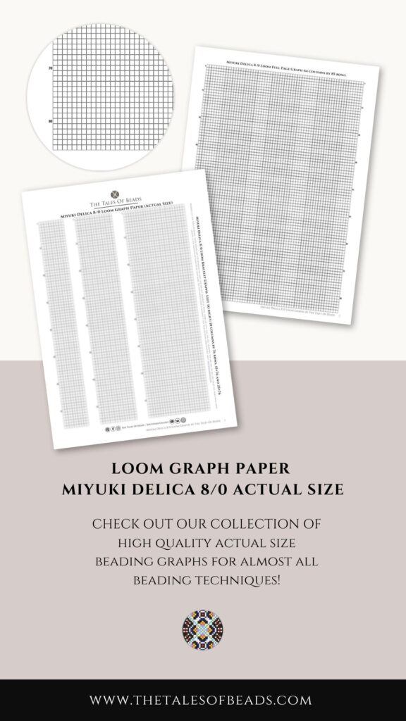 Preview of the printable Miyuki Delica 8/0 actual size seed bead graph paper for loom beading