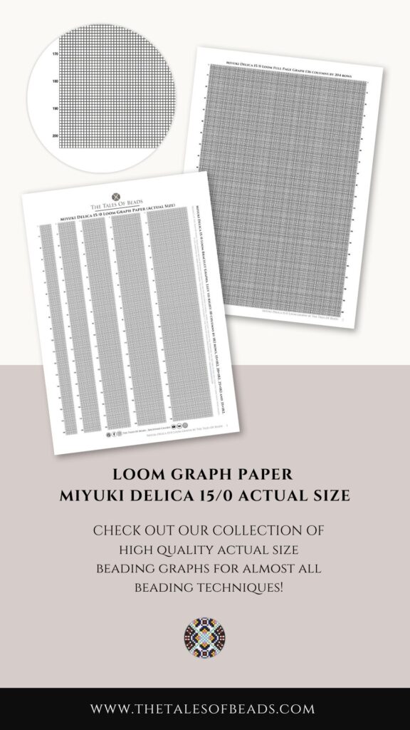 Preview of the printable Miyuki Delica 15/0 actual size seed bead graph paper for loom beading