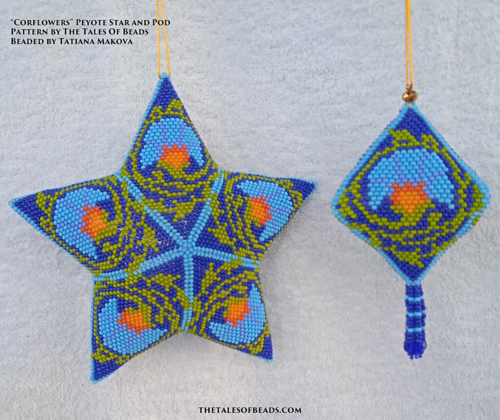 Peyote Star and Pod Beading Pattern Bundle – Cornflowers 3D Beaded ...