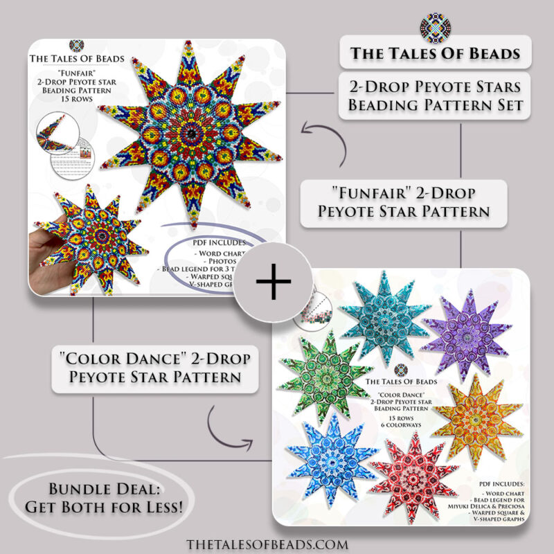 Two 2-Drop Peyote Star PDF patterns in one bundle